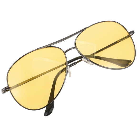OULII Polarized Yellow Night Driving Sunglasses with Metal Frame and Anti-Reflective Lenses for Clear