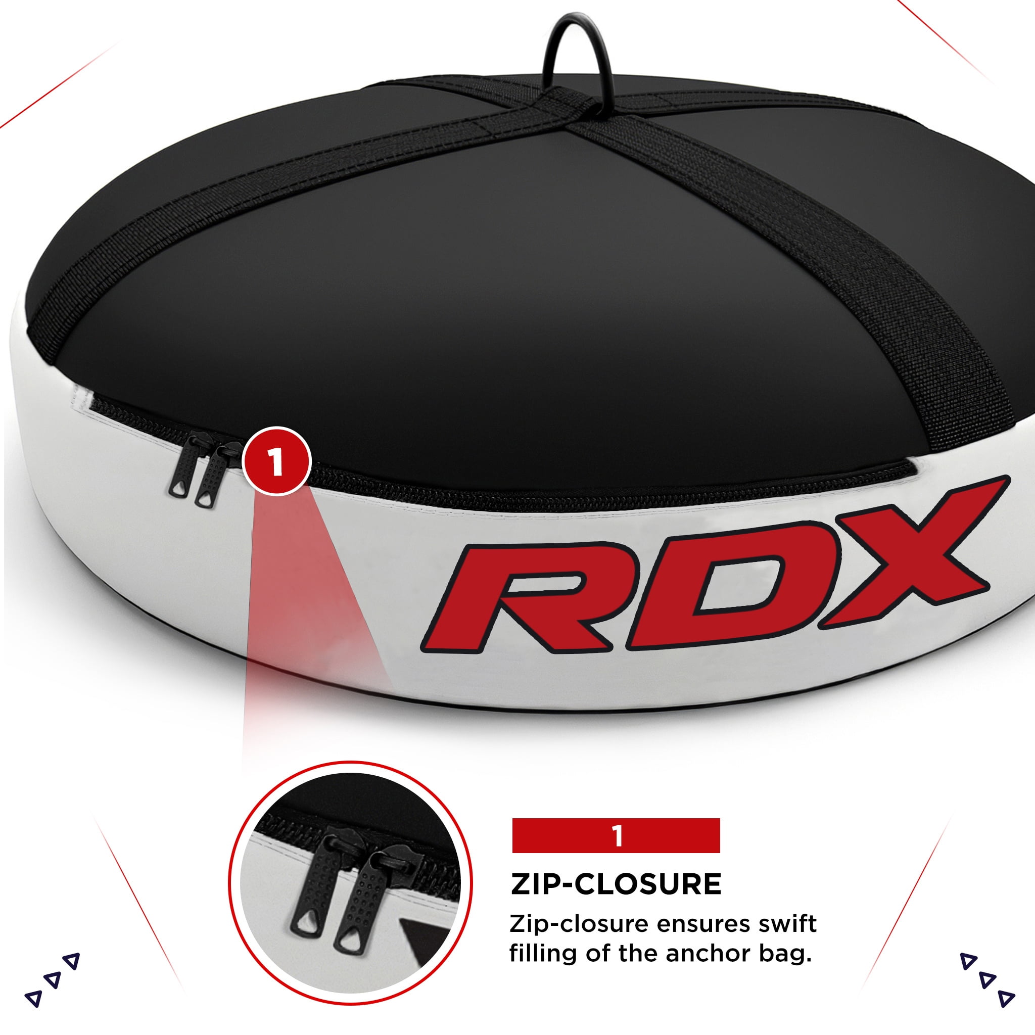 "RDX Maya Hide Leather Punching Bag Floor Anchor with Heavy Duty D-Ring, White – Durable Boxing Bag Anchor for Kickboxing, MMA, Muay Thai, Training & Home Gym Equipment"