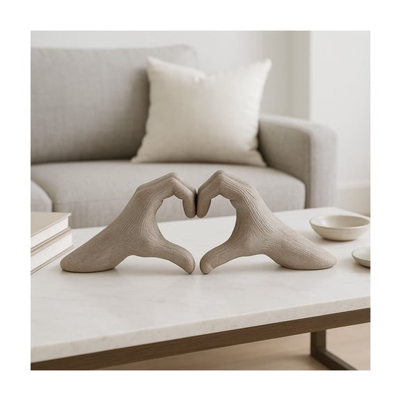 Elegant Ceramic Hand Heart Sculpture for Home Decor - Decorative Ornament for Bathroom, Office Desk, and Living Room Decor - Figurine for Shelf Accent and Coffee Table - 5", Gold & Metallic