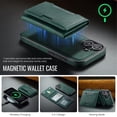 thumbnail image 4 of Case For IPhone 16 Funda Protectora RFID de 6,1" con Ranuras para 7 Tarjetas Magsafe, Soporte 2 en 1, Funda Protectora de Cuero Desmontable a Prueba de Golpes, Verde, For IPhone 16, 4 of 7