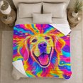 thumbnail image 5 of Psychedelic Golden Retriever Pop Art, Playful Pet Portrait Pattern, Warm Flannel Blanket for Living Room and Bedroom, Dog Lovers Just Because Gift, Pet Lover Home Decor, 5 of 9