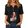 thumbnail image 3 of VNKIDY Womens Vintage Dolly Shirt Short Sleeve V Neck Country Legend Parton Memorial Graphic Tees Casual Country Music Festivals Loose Fit Fall Tops For Women,Size M, 3 of 7