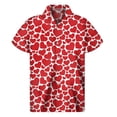 thumbnail image 5 of Camisa hawaiana con estampado 3D de corazones y amor para hombre, ropa para verano, playa, manga corta, blusa con solapa y botones, 5 of 5