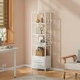 5-Tier Corner Shelf, Narrow Bookshelf with 2 Storage Drawers, Tall ...