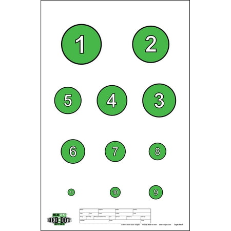 EZ2C REDUCING Circle Style RD07 Shooting Targets USA Made - Paper Targets for Shooting - Use as Long Range or Short Range Target 11 x17 EZ2C Green Tear-of Pad of 25