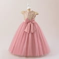 thumbnail image 5 of Girls Elegant Princess Tulle Dress with Sequin Bodice Big Bow Short Sleeve Formal Gown for Party Wedding Birthday, 5 of 5