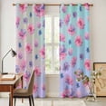 thumbnail image 3 of Spring Floral Kitchen Curtains Window Panels, Purple Pink Blue Flower Summer Botanical Insulated Window Treatment Curtain, Grommet Curtains for Bedroom/Living Room/Bathroom, 2 Piece 42"Wx84"L, 3 of 8