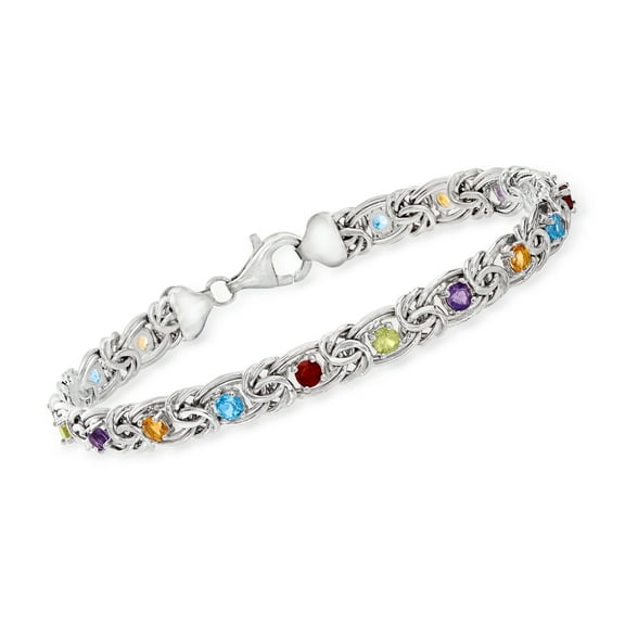 Ross-Simons 3.00 ct. t.w. Multi-Gemstone Byzantine Bracelet in Sterling Silver, Women's, Adult