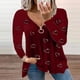 thumbnail image 2 of Blusa informal de manga larga con cuello en V y cremallera suelta con estampado de amor para mujer Pompotops gfhjh5078, 2 of 5