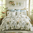 thumbnail image 7 of Move Over Green Floral Duvet Cover Set Queen 100% Cotton Floral Bedding Set 3 Pieces Soft and Breathable Vintage Style Green Floral Comforter Cover Set for All Seasons, 7 of 7