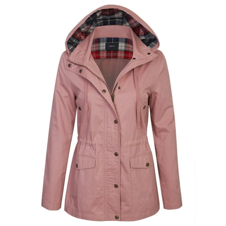 KOGMO Womens Zip Up Anorak Safari Jacket with Checker Lining...