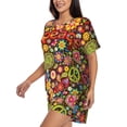 thumbnail image 2 of Naloa Hippie Peace Love Women's Short-Sleeved Pajama Set, Loungewear, Summer pajamas, Breathable Cozy - X-Large, 2 of 9