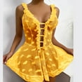 thumbnail image 2 of WZXFASHION Robe à Bretelles en Dentelle Découpée Aguichant Mignonne pour Femmes (Sans String) sous-Vêtements Jaune XXXXXL, 2 of 9