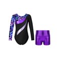 thumbnail image 2 of vastwit Girls Gymnastics Leotard with Shorts Active Clothes Set Metallic Ballet Dance Sports Outfits Neon Black 12, 2 of 7