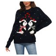 thumbnail image 2 of Women's Fashion Little Penguin Loose Long Sleeve Sweater Pullover Christmas Sweater for Fall and Winter, Cute and Cozy, Ideal as Christmas Sweaters for Women and Christmas Gifts,Dark Blue,Size M, 2 of 8