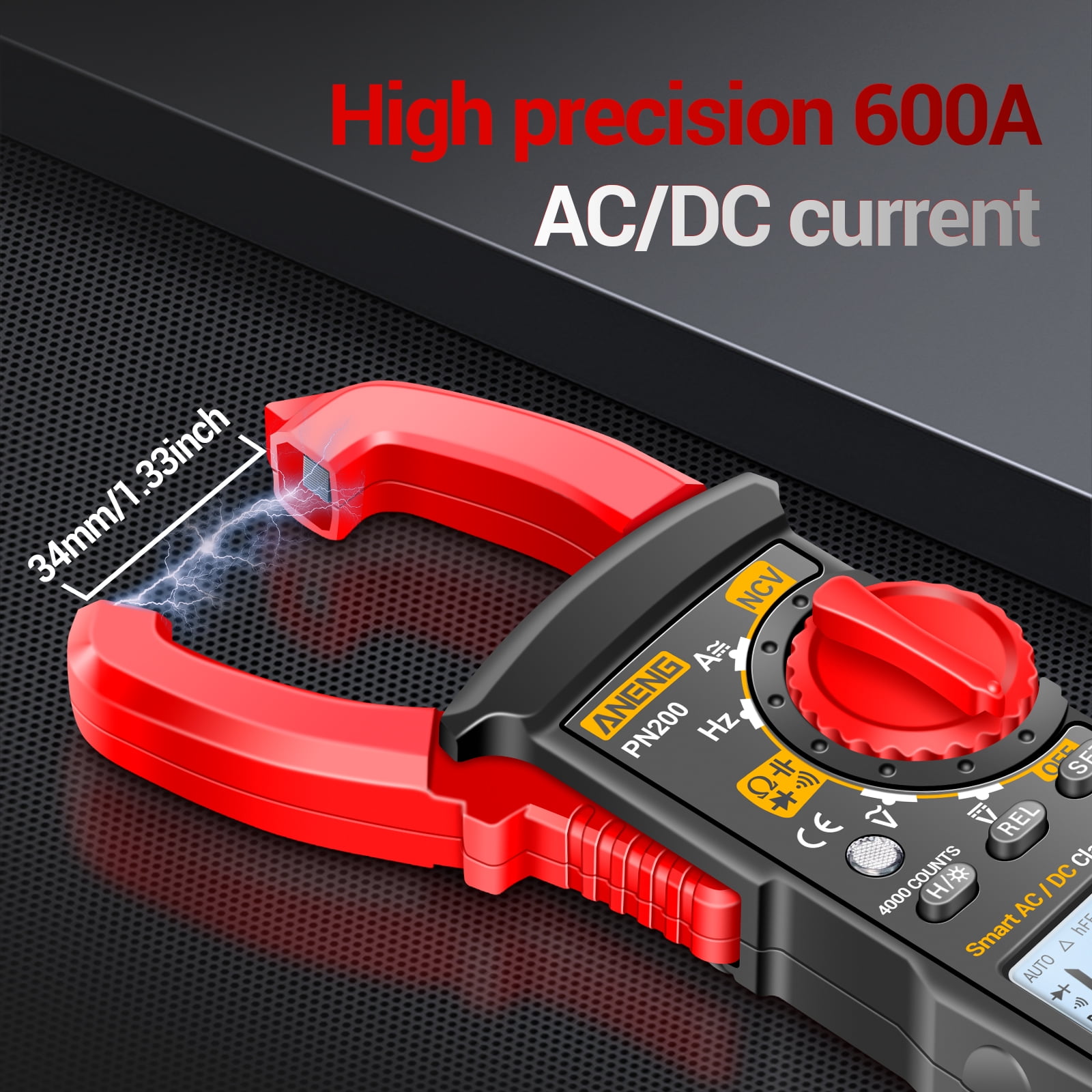 ANENG PN200 Clamp Meter Multimeter Tester with AC/DC Current,AC/DC Voltage, NCV Amp Ohm Volt 4000 Counts Meter Measures Capacitance, Resistance, Diodes, Continuity Frequency Backlight Electric Tools