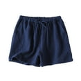 thumbnail image 4 of Women's Summer Sleep Shorts - Double-Layer Cotton Gauze Loose Fit Lounge Pants | Yubnlvae | Shorts Women's Linen Muslin Shorts Beach with Pockets Fashion Casual (Dark blue | XL), 4 of 4
