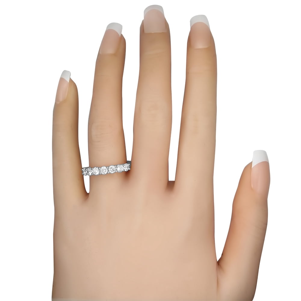 1 Carat T.W. 7 Stone Round Diamond Platinum Bridal Wedding Band