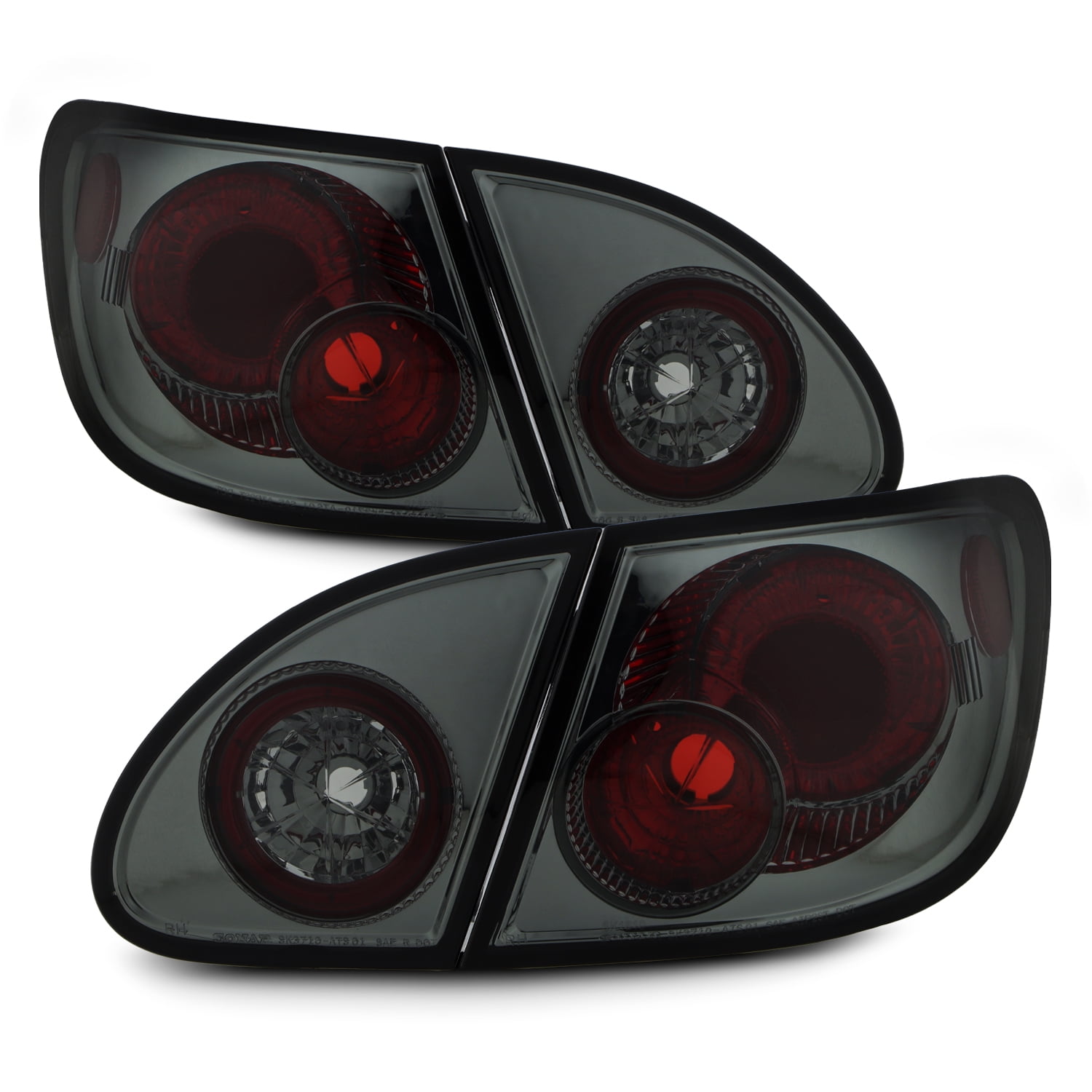 AKKON - For 2003-2008 Toyota Corolla Smoked Altezza Tail Lights Rear Brake Lamp w/Trunk Piece 4Pcs