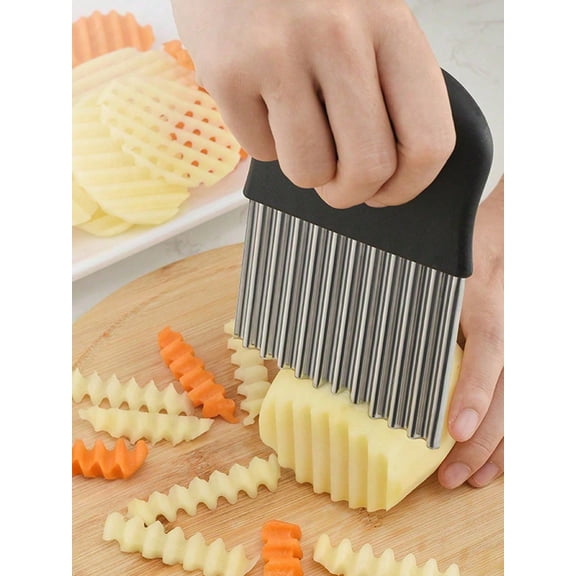 Stainless Steel Crinkle Cutter - Wavy Potato Slicer for French Fries & Veggies