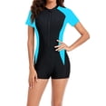 thumbnail image 5 of Ailaofu Women's Boyleg One Piece Rash Guard with Built in Bra Zip Front Short Sleeve Full Body Surfing Swimsuit, 5 of 7