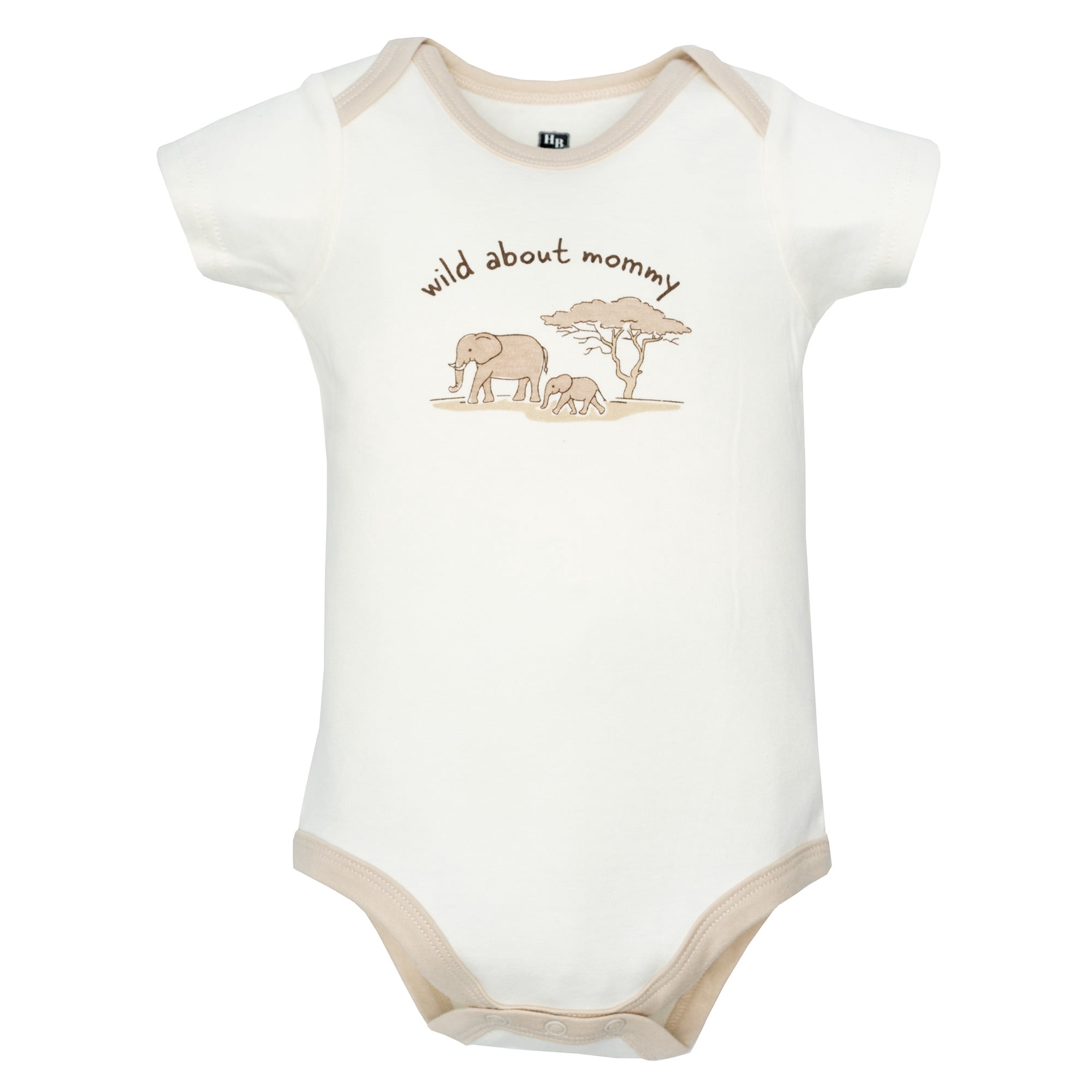 Hudson Baby Infant Boys Cotton Bodysuits 5-Pack, Beige Safari, 3-6 Months