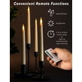 thumbnail image 2 of WYZworks Set of 12, 10" LED Flameless Ivory Real Wax Taper Flickering Candles Lights, Remote Control, On/Off Button, Battery Operated Candlesticks, Holiday Christmas Menorah Home Wedding Décor, 2 of 8
