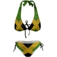thumbnail image 5 of CROPD Women's Jamaican Flag Two Piece Sexy Halter String Triangle Bikini Swimsuit, 5 of 6