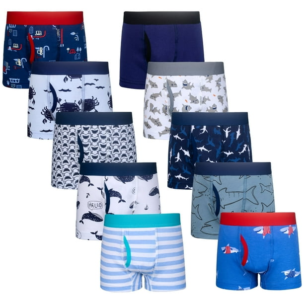 BIG ELEPHANT Calzoncillos Tipo Bóxer para Niños, Calzoncillos de Algodón, Ropa Interior Suave para Niños Pequeños, Paquete de 10 (3T-10Y)