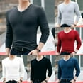 thumbnail image 5 of Ana Mens Casual Long Sleeve Muscle T Shirt V Neck Slim Blouse Tops Tee Undershirt, 5 of 8