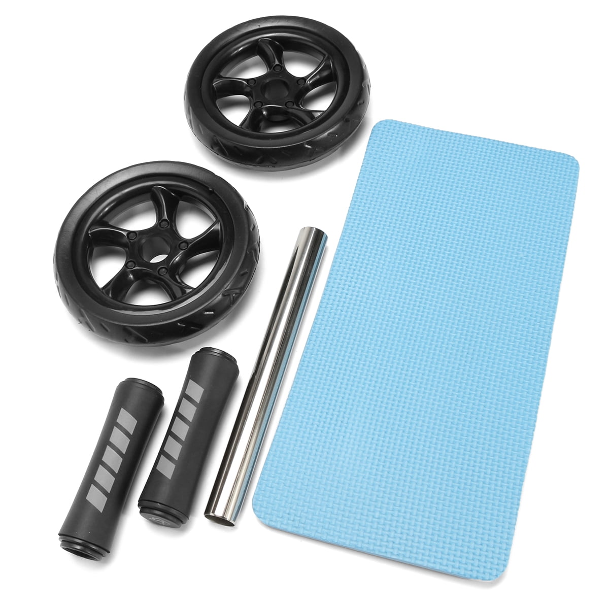 Abdominal Exercise Roller + Knee Pad Mat Abs Workout Fitness Dual Wheel