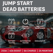 Schumacher Electric Wheeled Automatic 6A Car Battery Charger, 200A Engine Starter, Maintainer, 40A Boost, 6V/12V Sport, Auto, Marine Batteries, SC1353