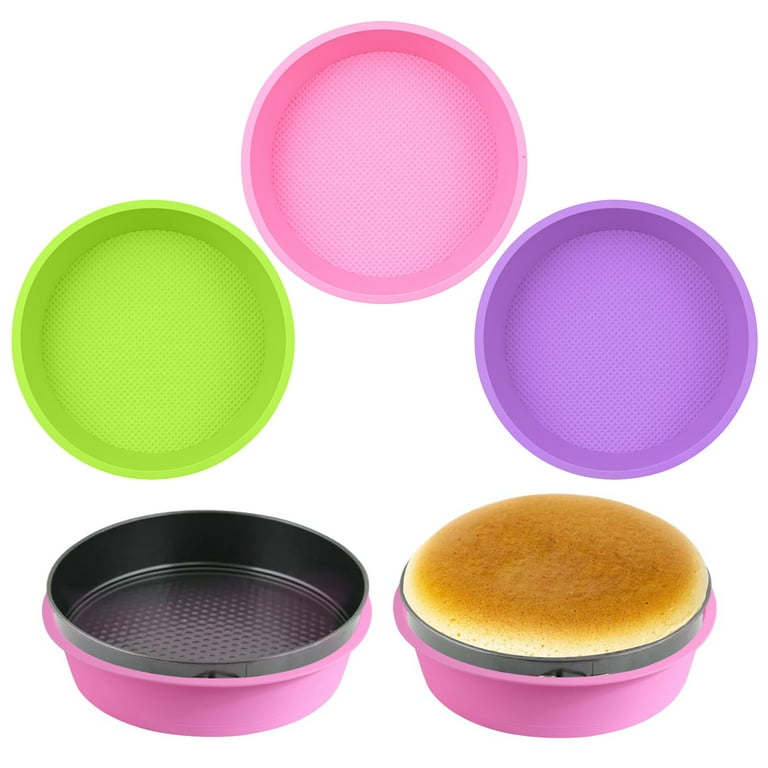 Honrane Water Bath Cheesecake Pan Round Silicone Cake Baking Tray Reusable  Non-sticky Cheese Cake Pan Protector for Diy Baking Desserts Mousse Cakes  Kitchen 