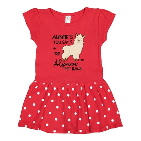 

Inktastic Auntie s You Say Alpaca My Bags Gift Toddler Girl Dress