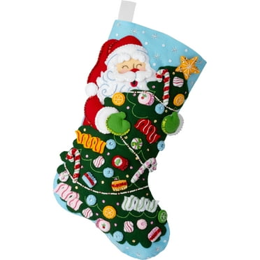 Bucilla Felt Stocking Applique Kit 18" Long-Santa's Candy Cane Christmas