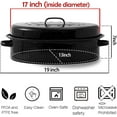 thumbnail image 2 of 19 Inch Turkey Roasting Pan Enamel Oval Granite Large Roaster with Lid for Thanksgiving, 2 of 8