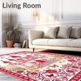 thumbnail image 2 of ODIKA 6'x9' Machine Washable Non-Slip Area Rug, Whimsical Castle Surrounded by Enchanted Garden and Cute Critters High Traffic Rug with Pad, Red, 725035, 2 of 8