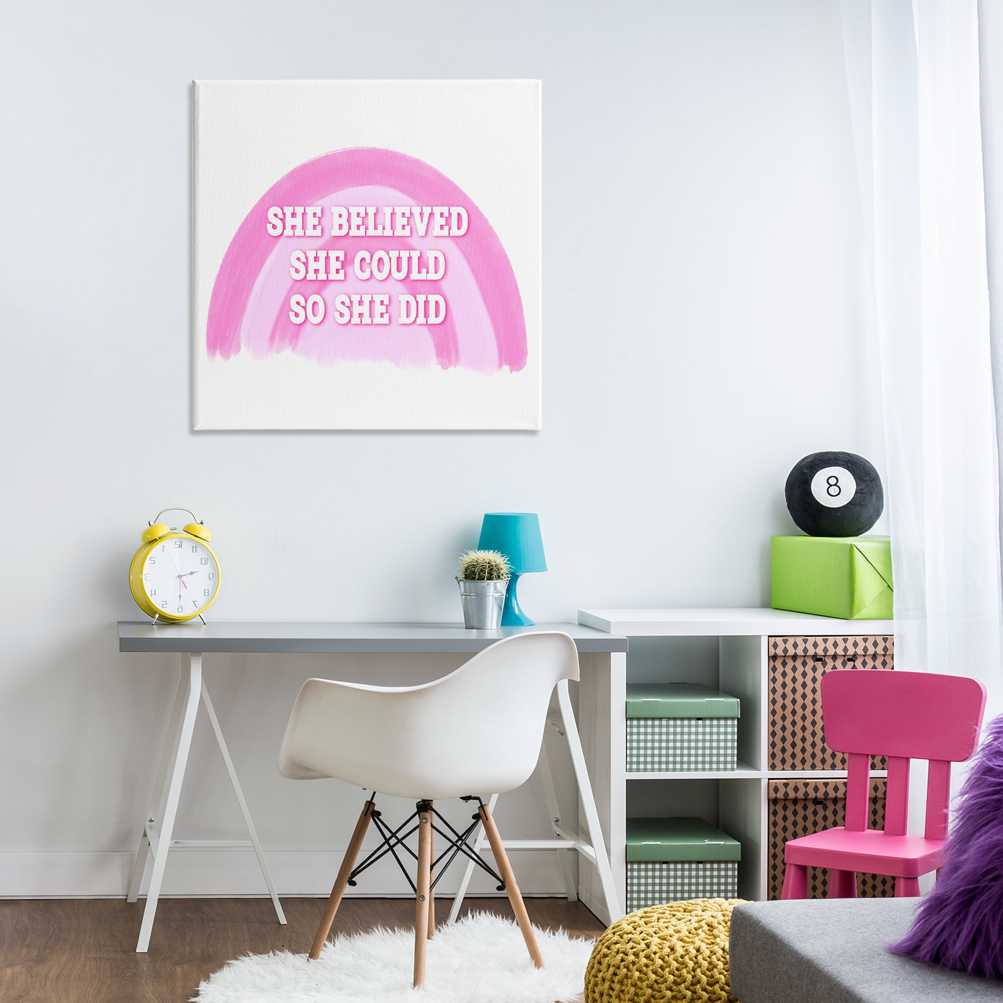 Stupell Industries Believed She Could Text & Numbers Painting Wrapped Canvas Art Print Wall Art, 30 x 30