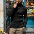 thumbnail image 2 of DHFJKG Turtleneck Solid Color Ribbed Sweater Mens Base Layer Top Slim Fit Solid Color Business Casual Dress Knitwear Keep Warm Long Sleeve Leisure Jumper Tops, 2 of 4
