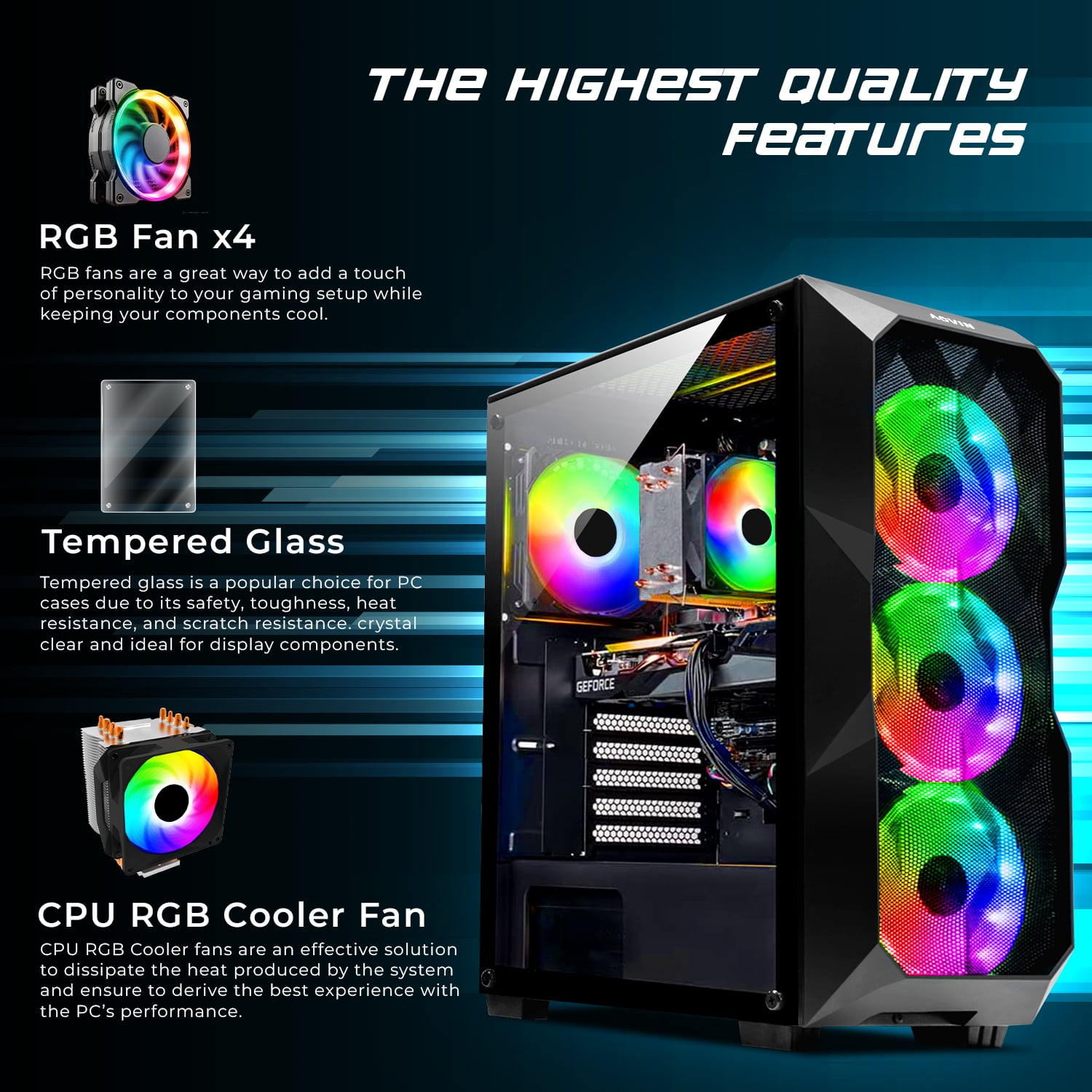 AQVIN AQB70 Gaming Desktop Computer PC Tower, Intel Core i7 CPU, processor 32GB DDR4 RAM, 1TB SSD, GeForce RTX 3050 6GB Graphics Card, Windows 10 Pro, RGB Keyboard and Mouse