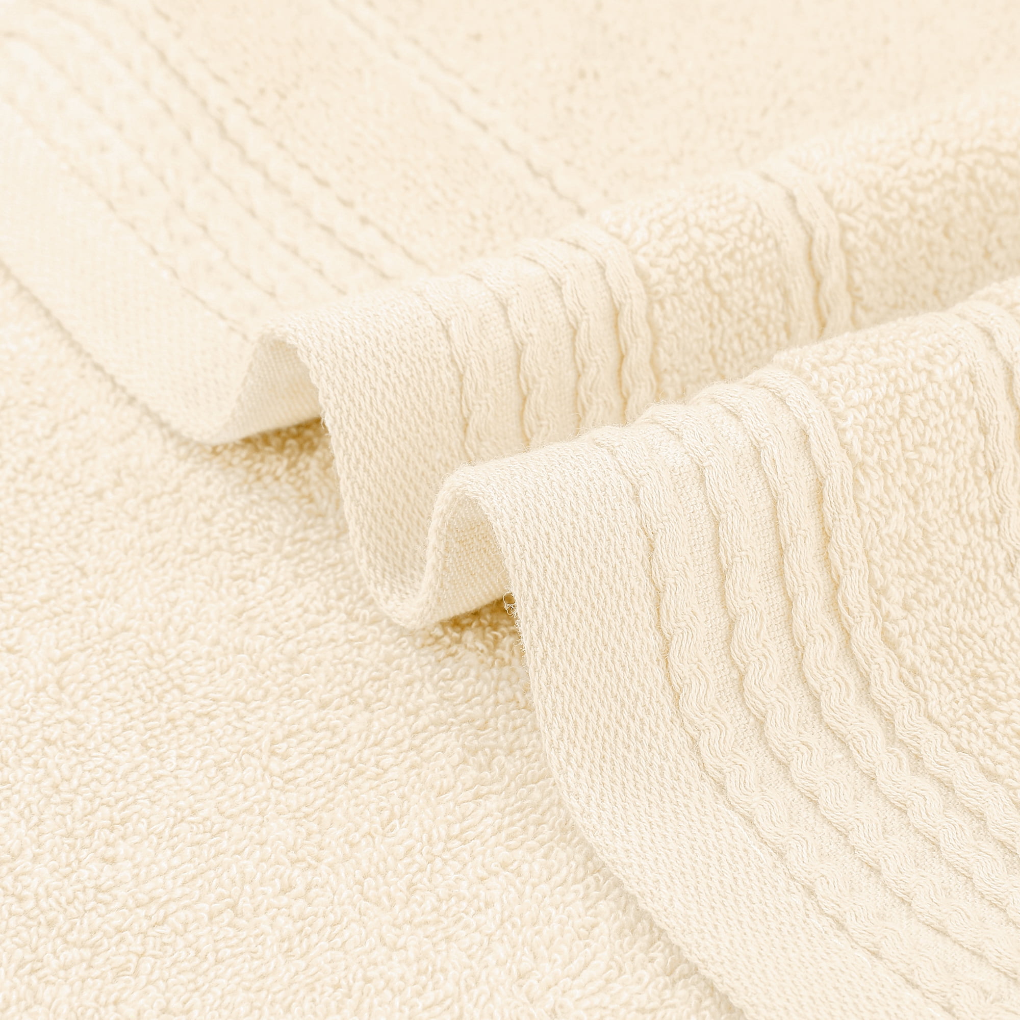 Unique Bargains Hand Towels Set 4 Pack Soft Comfort Towel Beige/Green 14" x 30"