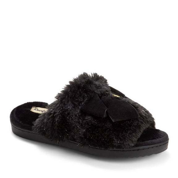Dearfoams Women's Bianca Pile Slide Slipper with Bow