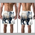 thumbnail image 3 of luoweisi Men's Beach Shorts Quick Dry Swim Trunks with Mesh Lining Abstract Rhinoceros 2XL, 3 of 5