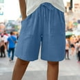 thumbnail image 7 of Xudanell Shorts For Women Knee Length Cotton Linen Wide Leg High Waisted Beach Summer Pants Casual Vacation Short Pant(Blue,XXXL), 7 of 7