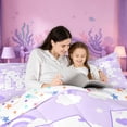 thumbnail image 4 of meiyoeat Colorful Loves Initial M Twin Comforter Sets,Purple Rainbow Cloud Monogram Art Bedding Set For Girl,Colorful Stars Reversible,2-Piece,1 Comforter and 1 Pillowcase, 4 of 7