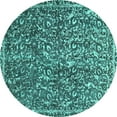 thumbnail image 1 of Ahgly Company Machine Washable Indoor Round Abstract Turquoise Blue Modern Area Rugs, 7' Round, 1 of 4