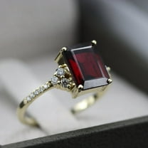 Garnet ring, cushion cut engagement ring, sterling silver, January birthstone, natural garnet