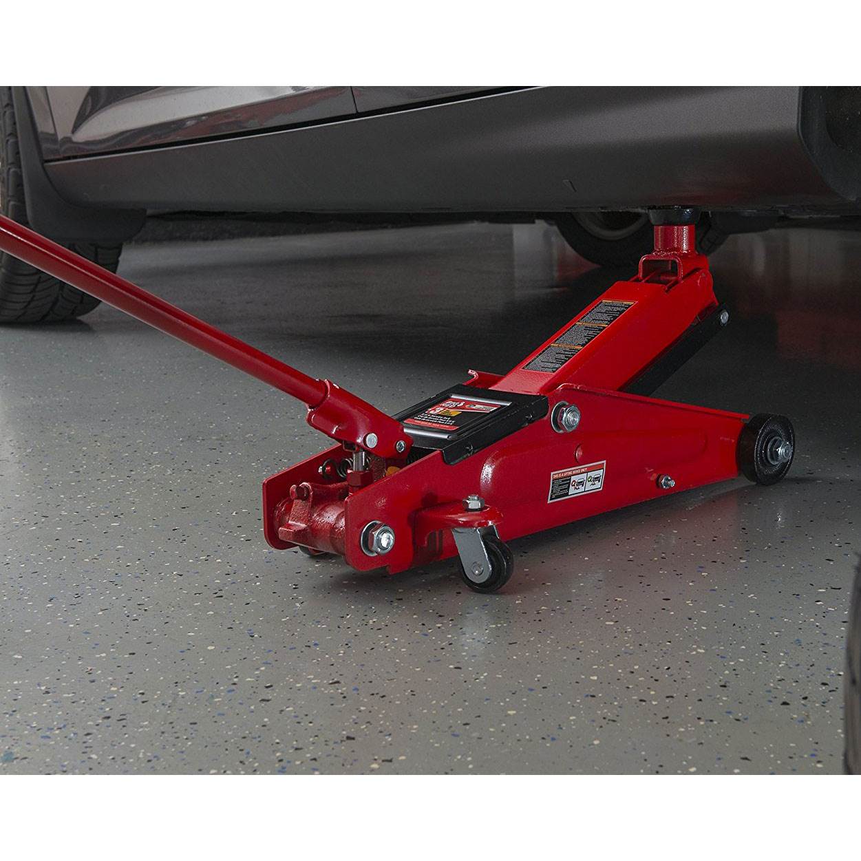BIG RED T83006 Torin Hydraulic Trolley Service/Floor Jack with Extra Saddle  (Fits: SUVs and Extended Height Trucks): Ton (6,000 lb) Capacity, Red 
