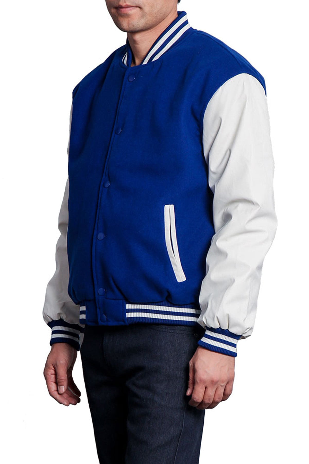 Bright Royal Blue and White Varsity Letterman Jacket (Sale)