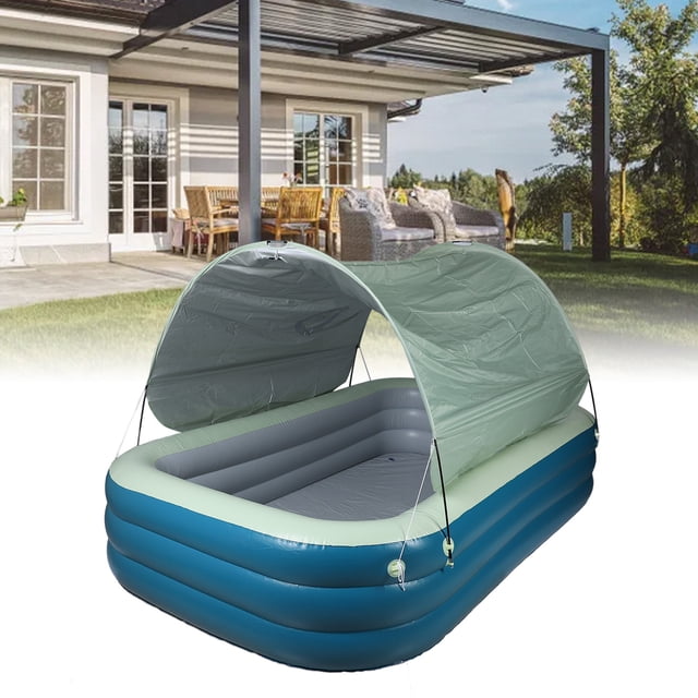 Large Inflatable Family Swimming Pool with Canopy Water Slide for Adult and Kids Outdoor Playground